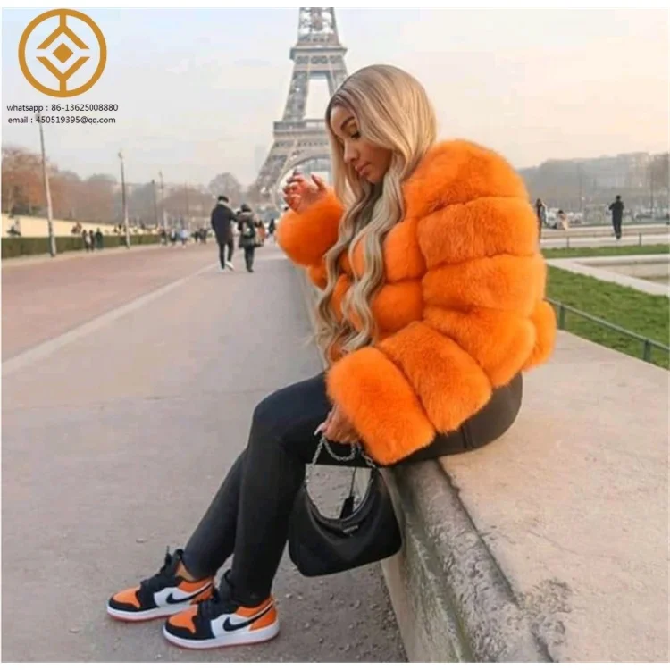 H102804 Winter Clothes For Women Warm Clothing High Quality Cropped Hoodie Fur Jacket Women Faux Fur Coat
