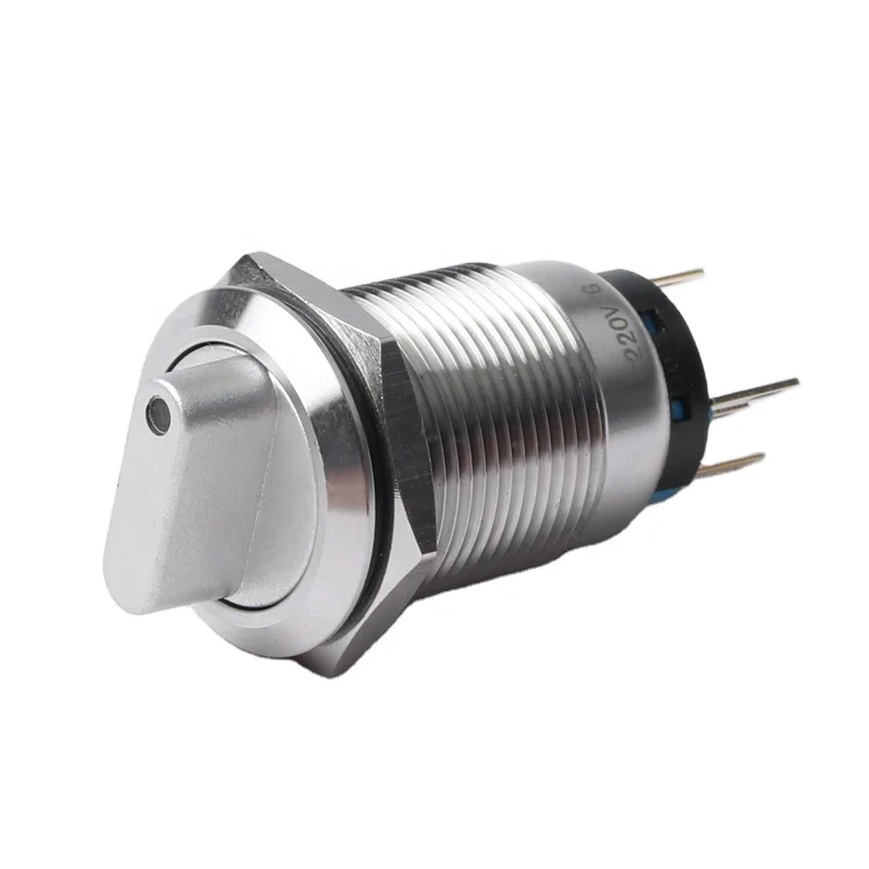 19mm electrical knob button switch 2 position latching  rotary switch with light
