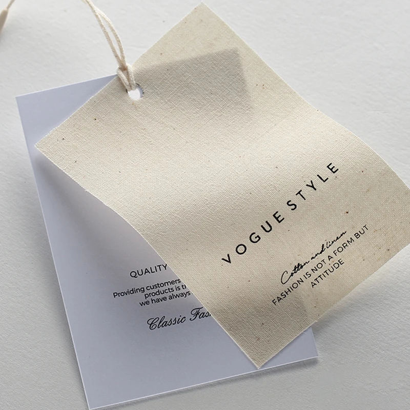 Recycled Embossed Custom Logo Cotton And Linen Fabric Hang Tags Special Cardboard Clothing Hang Tag
