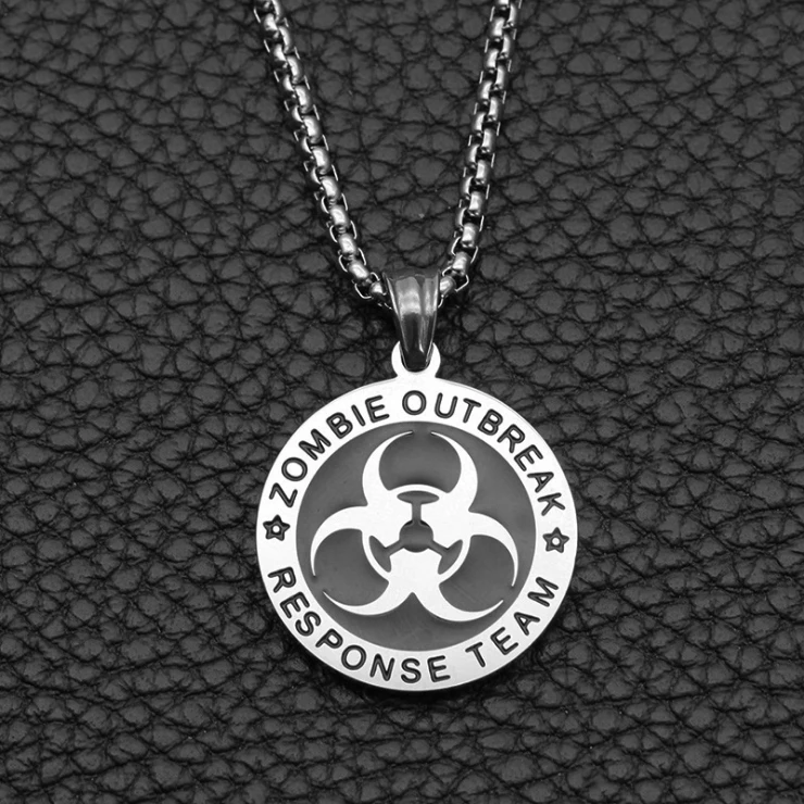 Cheap Personalized Engraving Unisex Gift Pendant Faith Halloween Biohazard Necklace