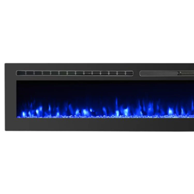 100 inch black flat tempered glass wall screen fire place electric build-in fireplace  heater