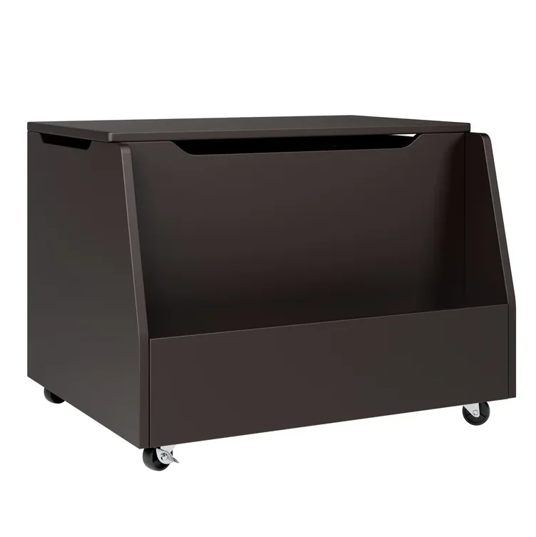 Espresso Color Wooden Toy Storage Box Organizer with Hinges Manufacture Toy Container Box Storage