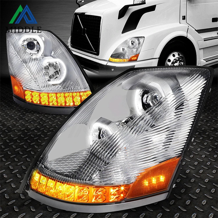 NEW ARRIVAL AMERICAN TRUCK LED DRL WITH SEQUENTIAL TURN SIGNAL HEADLIGHT FOR 2004-2018 VOLVO VN VNL