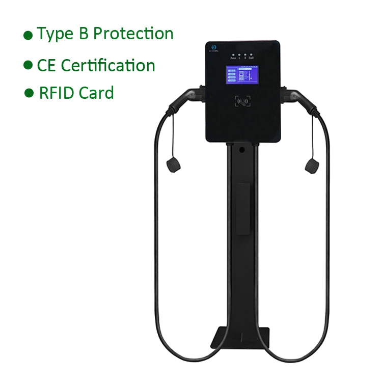 14 кВт (7 кВт * 2) AC EV Wallbox Charger сваи типа 2 OCPP1.6 электрические автомобильные зарядные станции сваи EV зарядка с RFID