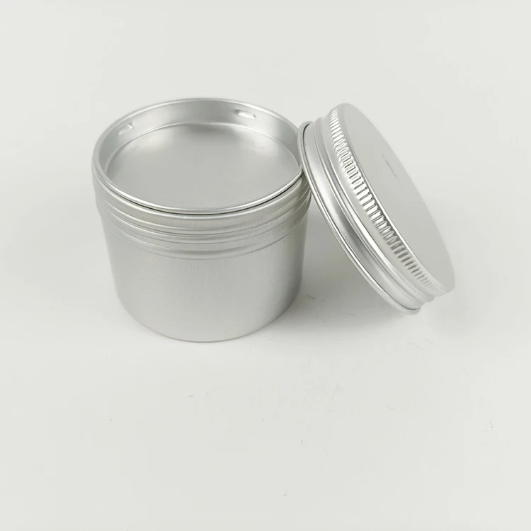 empty aluminum tin cans 60g 120g 200g Silver aluminum tin jar With Aluminum Plug