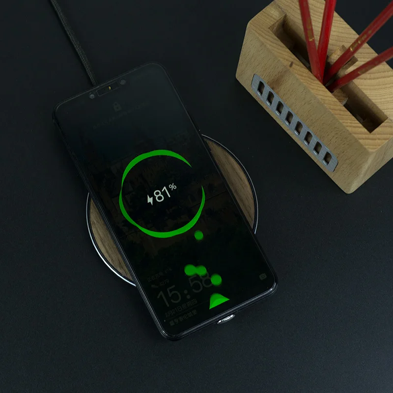 
Black walnut wireless charger customized logo 