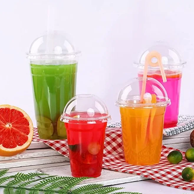 Disposable plastic PET cup party cold drinks logo coffee ice cream beverage PET clear takeaway togo Cup with lid