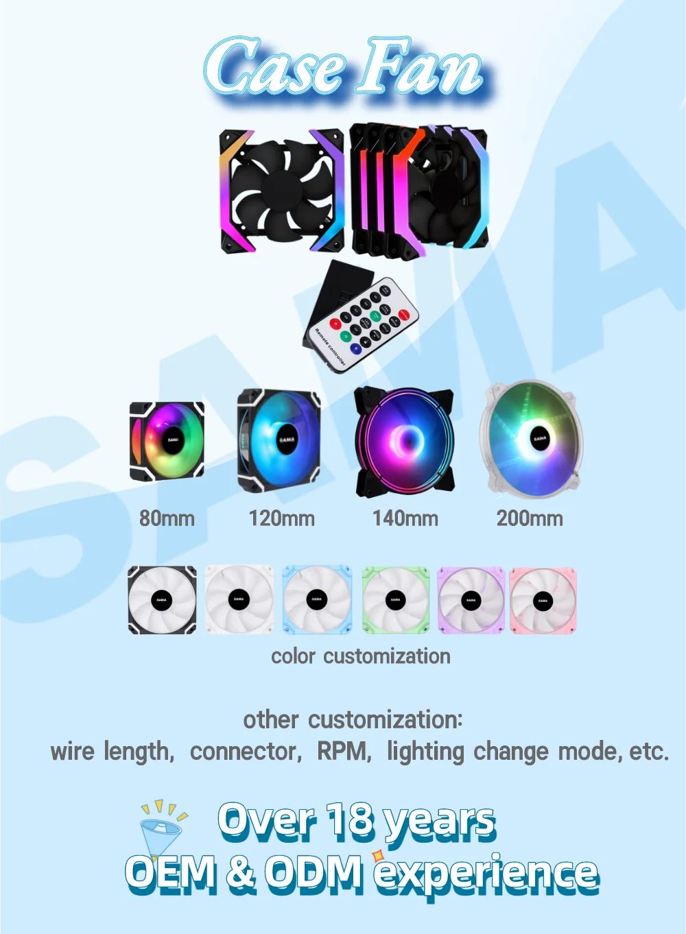 SAMA Factory Wholesale Hydro Bearing 120mm CPU Cooler ARGB Case Fan