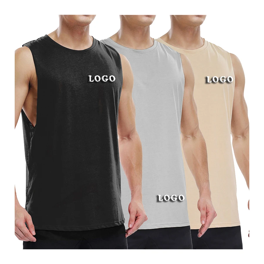  QC-111 Custom logo Sports wear different color in stock custom cotton clothing fitness men wholesale tank