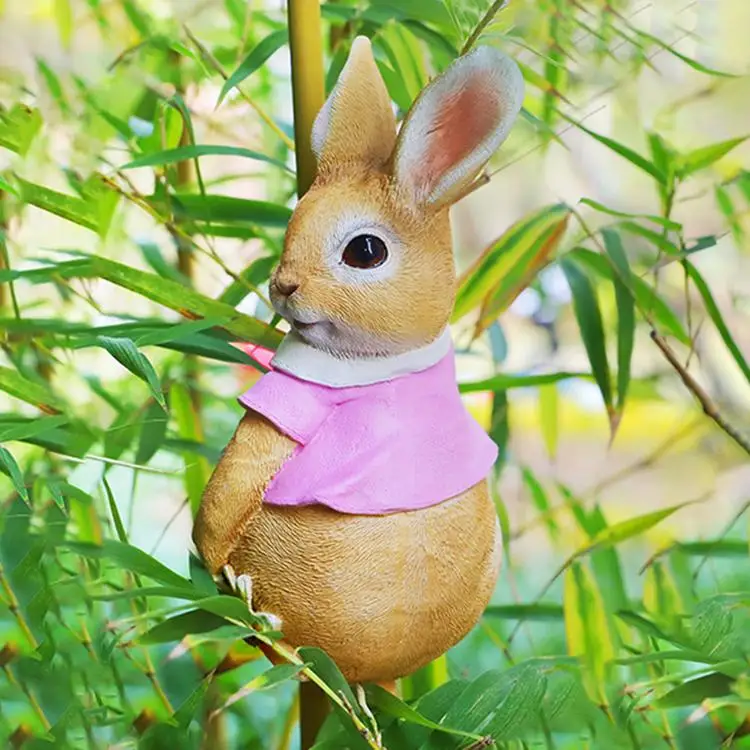 
Garden Small Animal Rabbit Decoration Resin Crafts Statues Creative Outdoor Garden Courtyard Cute Cartoon Animal Rabbit Pendant 