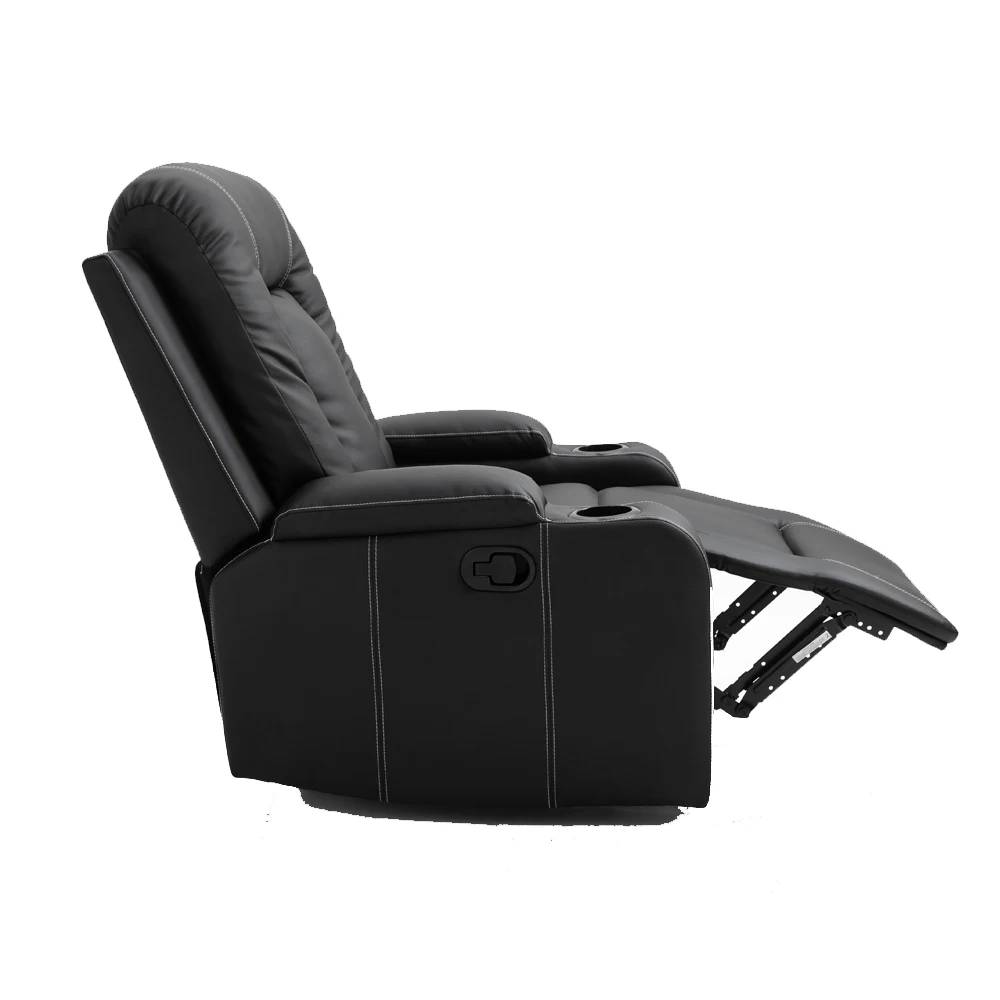 Partner Kd PU Manual Recliner With Cup Holder For Living Room Comfortable TV Recliner Chairs