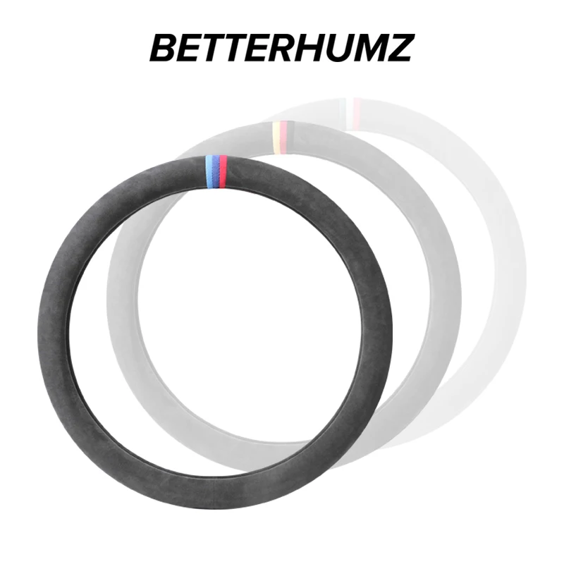 M Performance 15 Inch 38cm Universal Fit Car Steering Wheel Cover Alcantara Auto Accessories