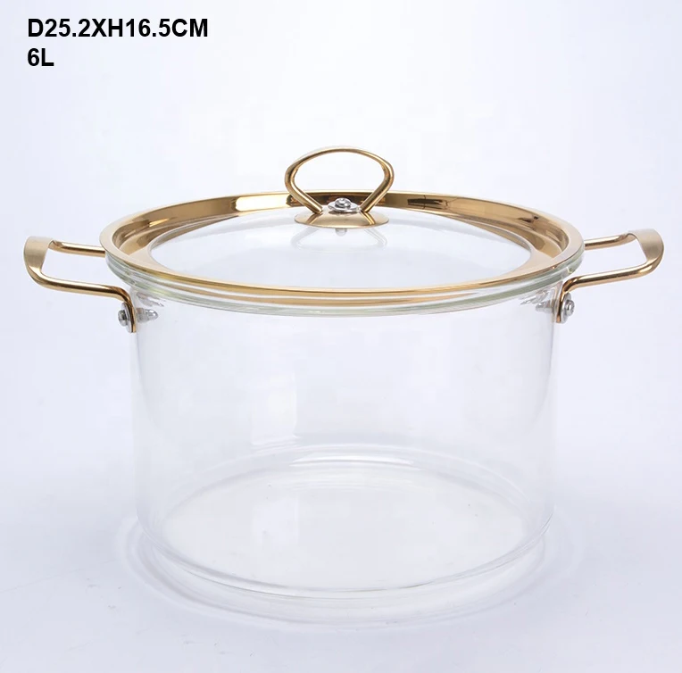 High temperature resistant household big capacity transparent double-ear glass saucepan soup pot