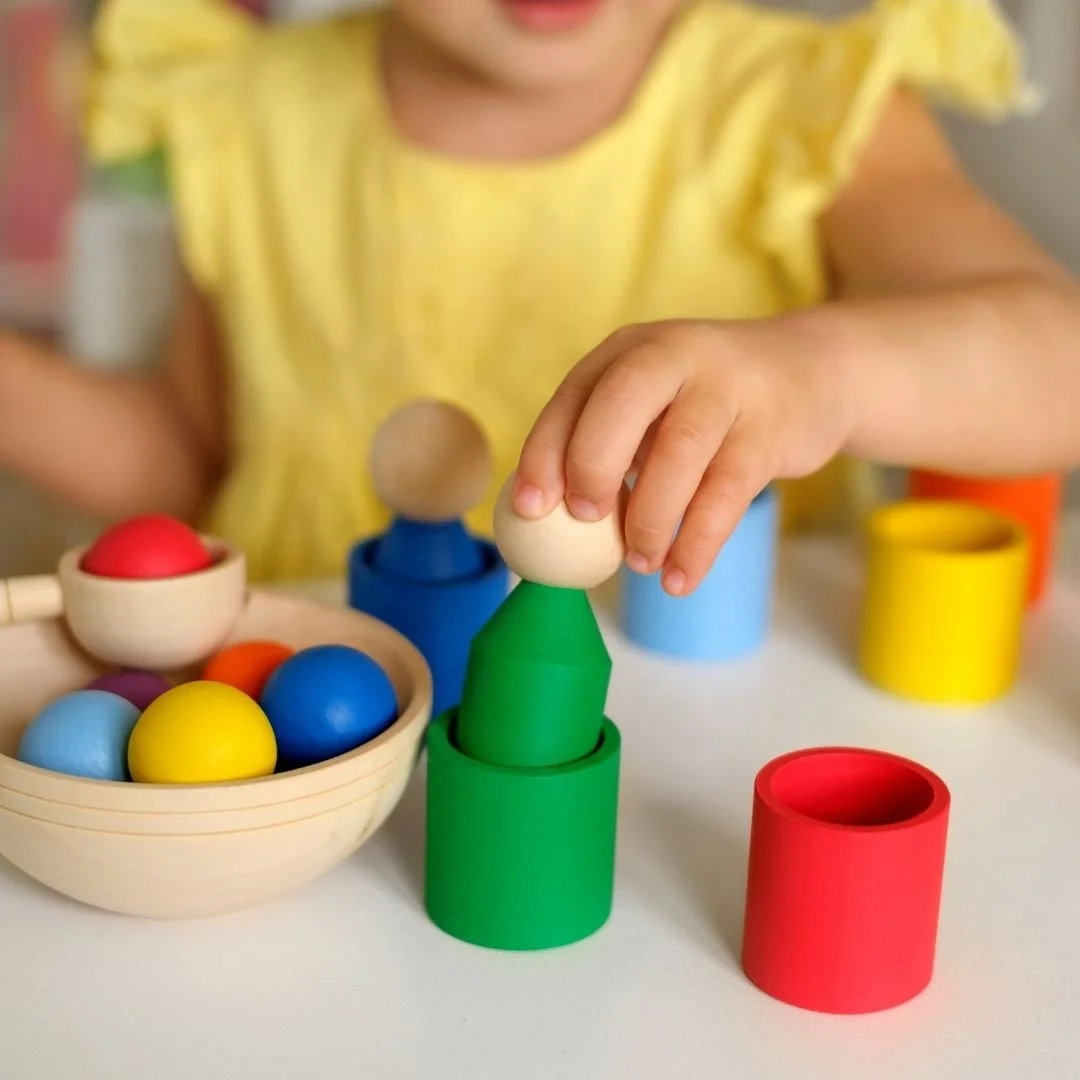 Dropship Montessori Counting Sorting Waldorf Toys Rainbow Stacker Peg Dolls And Balls In Cups Montessori Materials For Kids