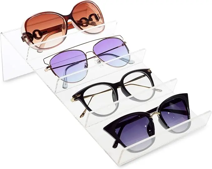High Quality Acrylic Slanted Eyewears Stand Holder Organizer Eyeglasses Holder Sunglasses Rack Stand for Glasses Display