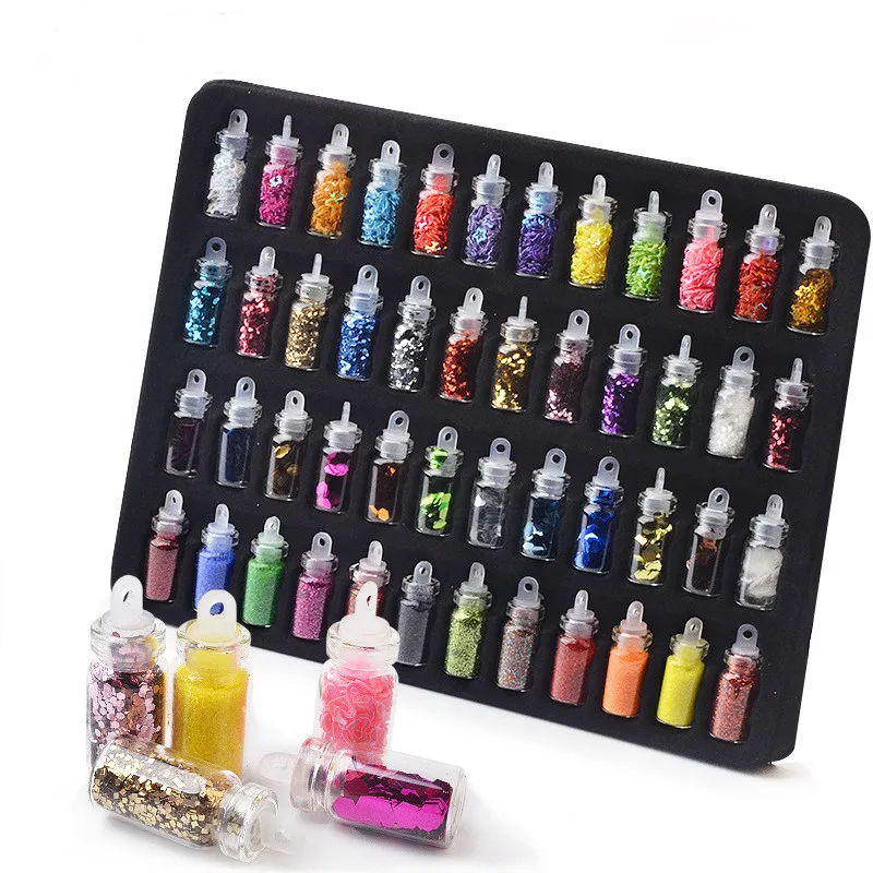 48Pcs Mixed Nail Art Sequins Set Glitter Powders 3d Ultra-thin Sticker Flakes Manicure Decoration