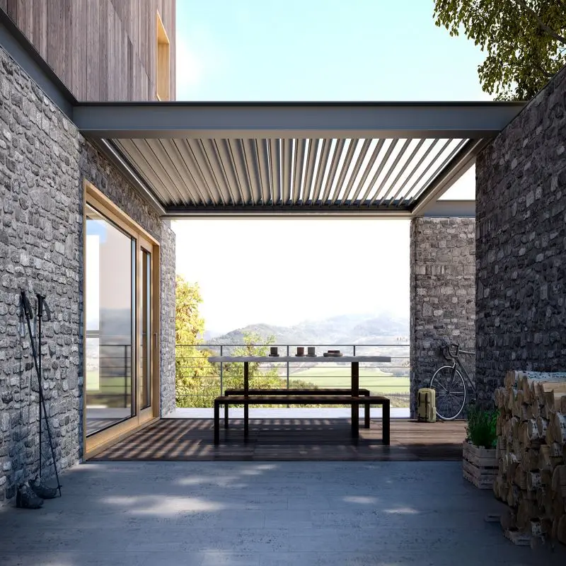 Aluminium Bioclimatic Pergola Carport Structure With Powder Coated Frame Aluminum Pergola With Chinese Style