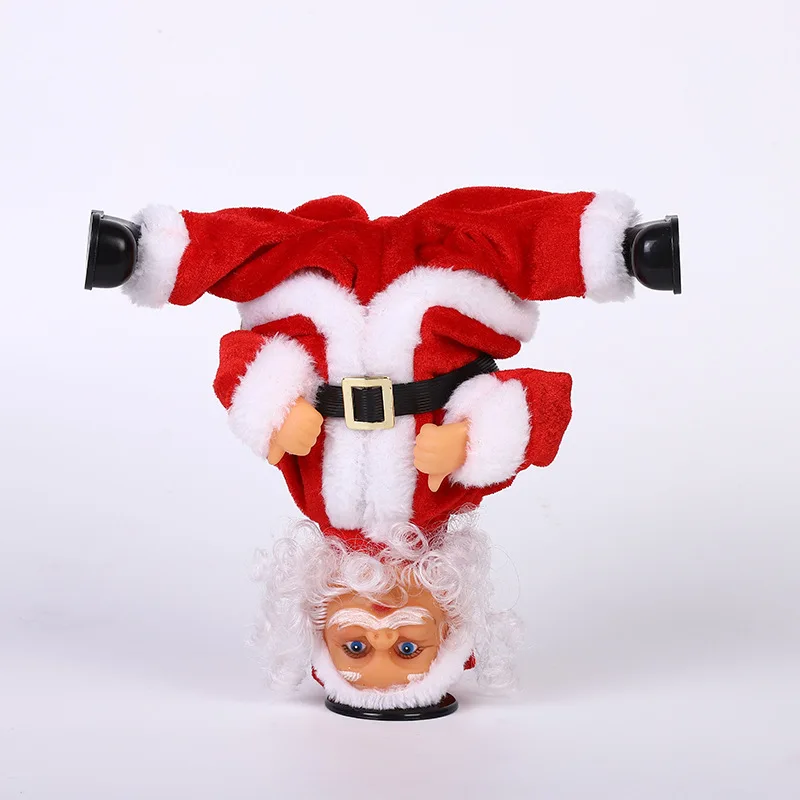 Wholesale Electric Santa Claus Rotating Decor Christmas Dolls Musical Inverted Santa Claus for Holiday Gift