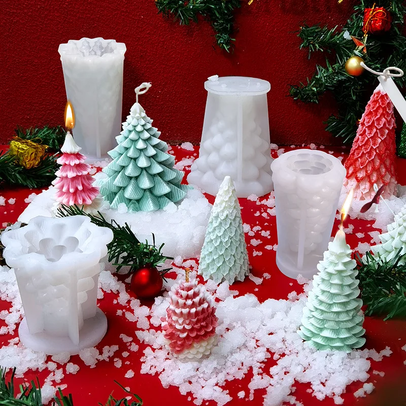 High Quality 3D Christmas Tree Shape Silicone Mold for DIY Casting Aromatherapy Wax Candles Hone Decor ChristmasTree Candle Mold