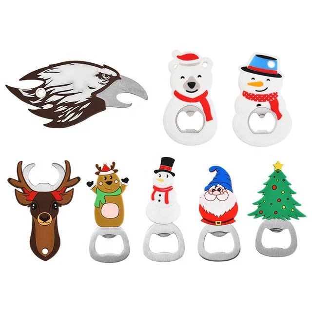 Creative Cute Silicone Cartoon Soft Rubber Bottle Opener Portable Christmas Gift for Beer and Wine Corkscrews & Openers