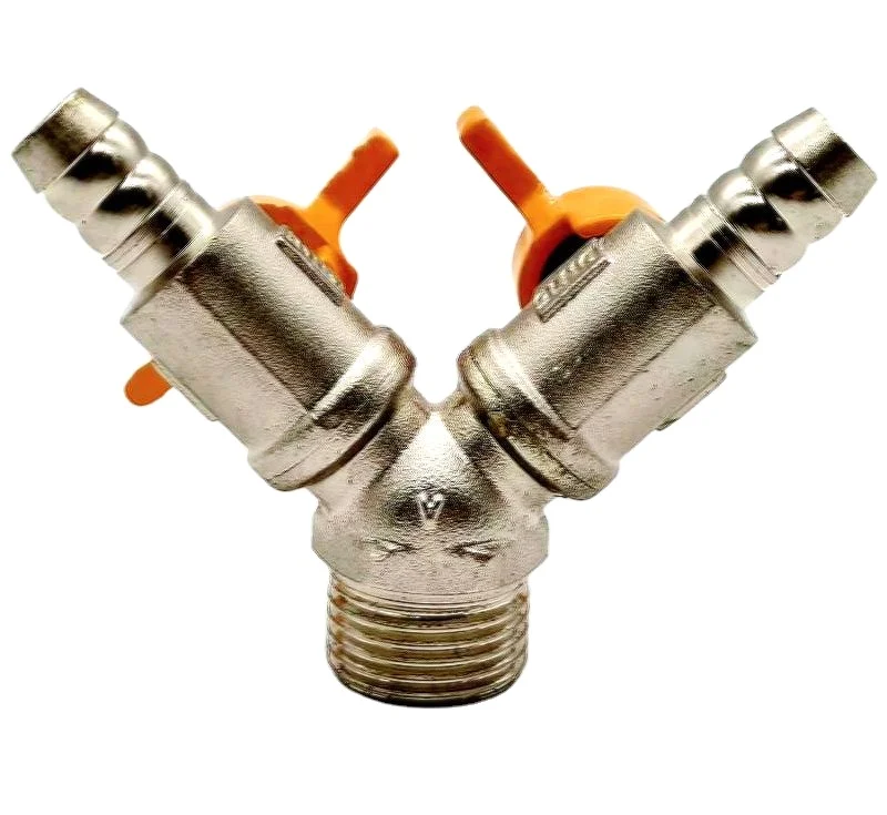 425 BRASS GAS VALVE BALL VALVE MALE THREAD 120DEGREE TEE 2 PORT HOSE NIPPLE BUTTERFLY HANDLE