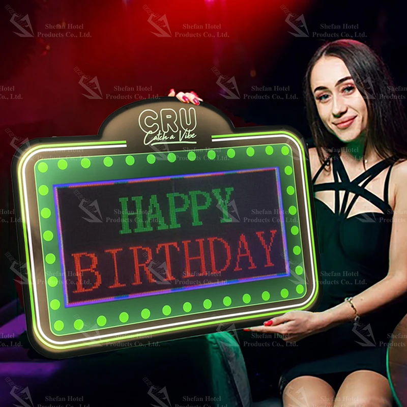 Wholesale Rechargeable Acrylic Night Club Bar Color Gradient Led Sign Board Led Bottle Presenter