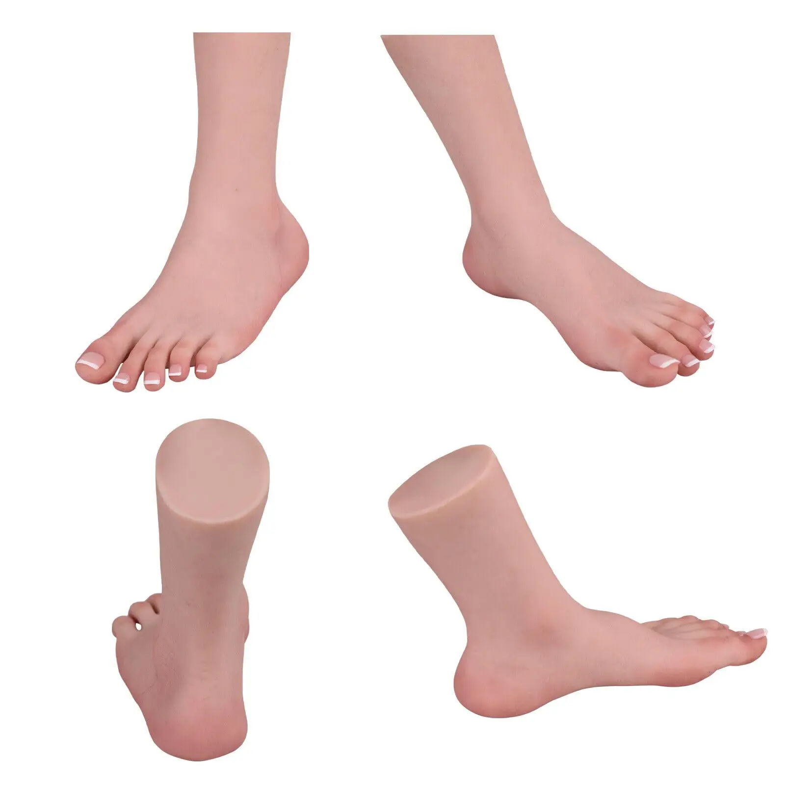 1:1 Female Foot Model 1 Pair Silicone Soft Wrinkles on Soles of Feet LifeSize Mannequin Feet Shoes Display Model