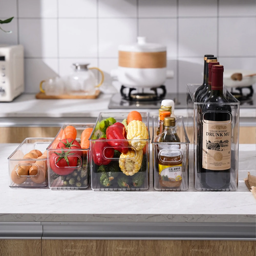 Clear Plastic Soda  drink storage organizer fridge for Kitchen container