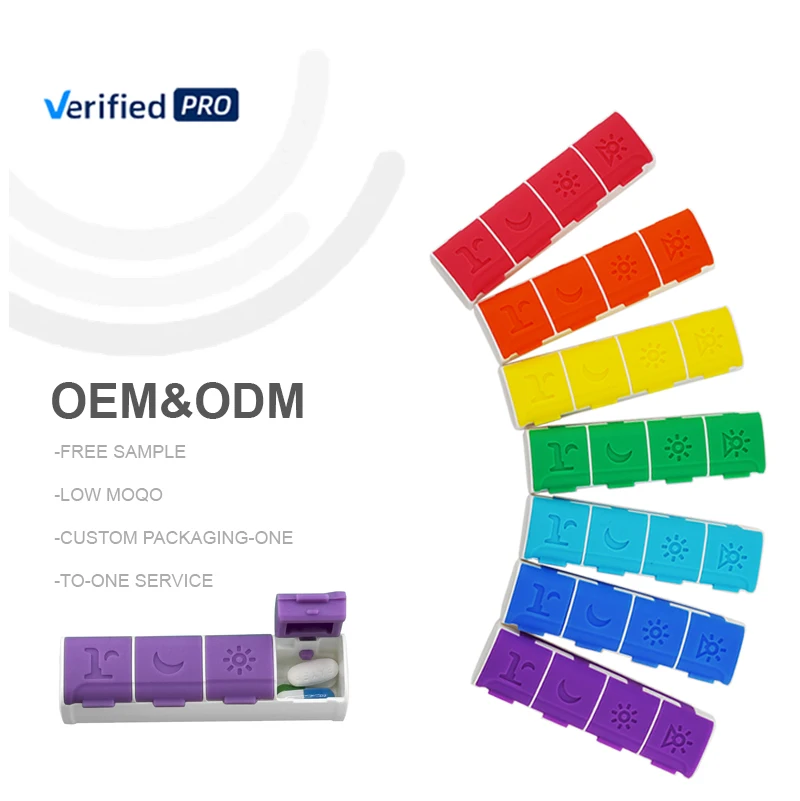 NBBLUESKY Custom Travel 2024 New Style Weekly 7 Day Pill Box Organizer PU Leather Travel Pill Box Case Packaging