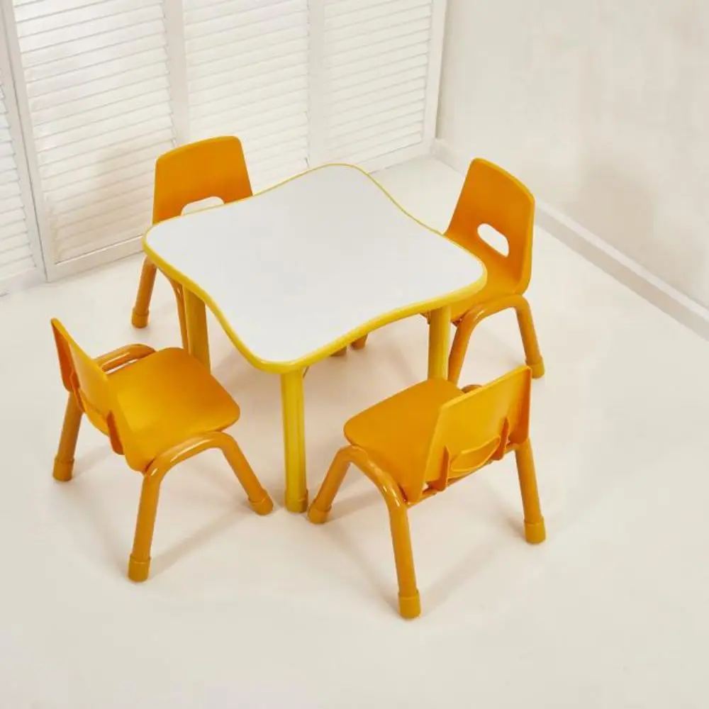 Colorful Kids Study Plastic Rectangular Table and Chair Set for Kindergarten Furniture