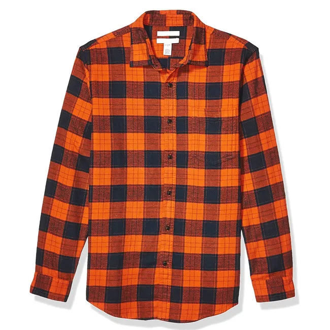 Custom print embroidery logo man shirt casual classic vintage thermal flannel shirts wholesale