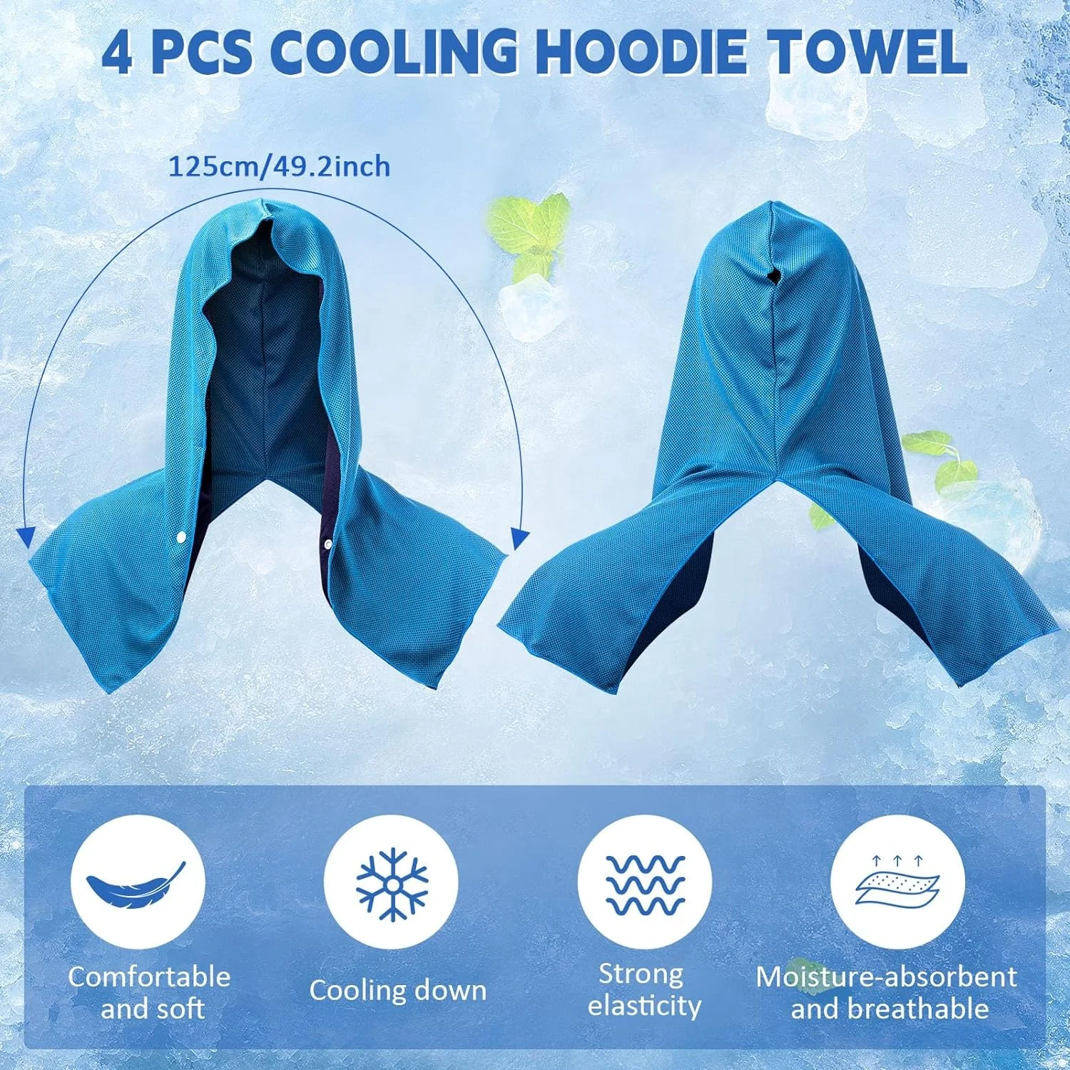 Summer Absorbent Cooling Hoodie Towel Sweat Wraps Sun Protect Cooling Accessories cooling hoodie towel