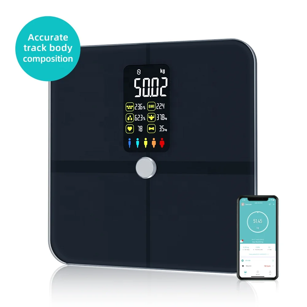 Welland Smart Body Fat Scale Household Use Digital Body Composition BT Connection Heart Rate Bmi Weighing Electric Power Supply