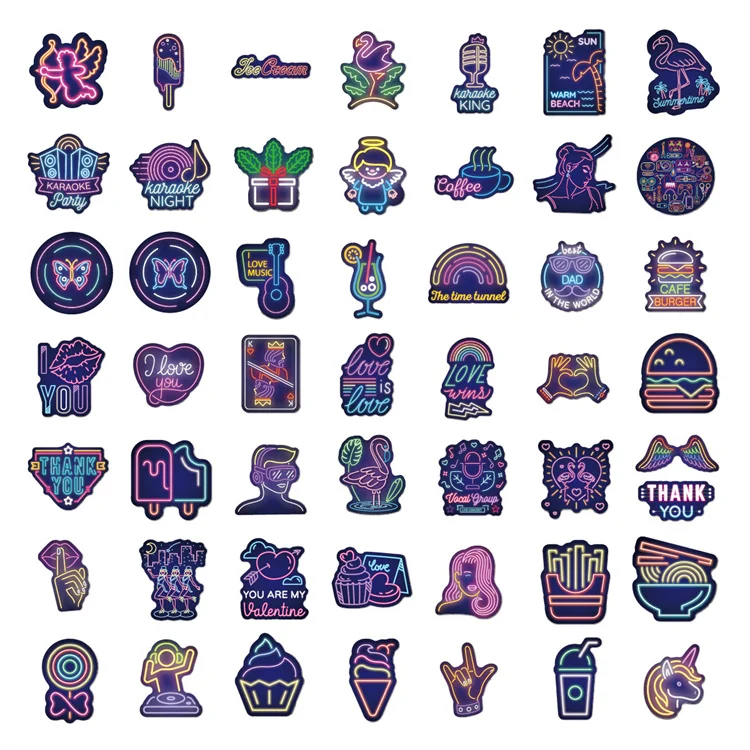 Factory Supply Cartoon Motorcycle Computer Skateboard Trolley Case Trunk Neon Lights Style Sticker Book For Children