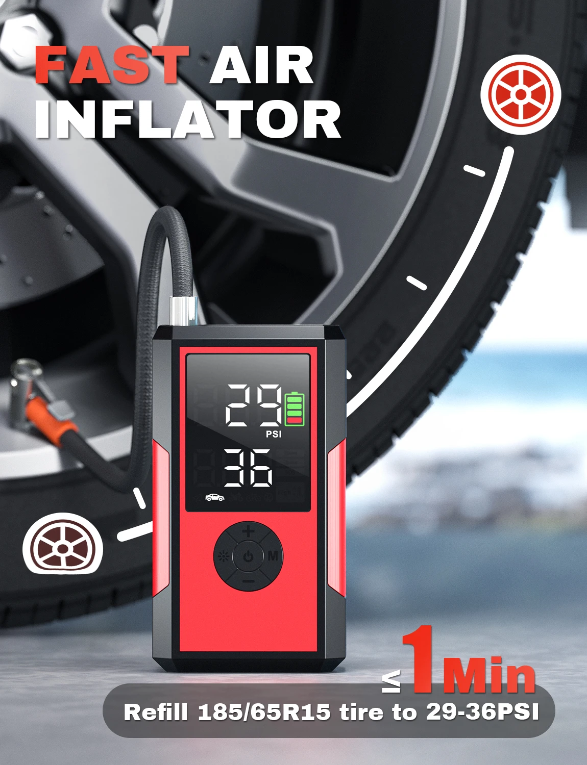 Hot Selling Price Emergency Air Compressor Car Jump Starter Power Bank Electric Portable Digital With Battery Capacity 10000mAh