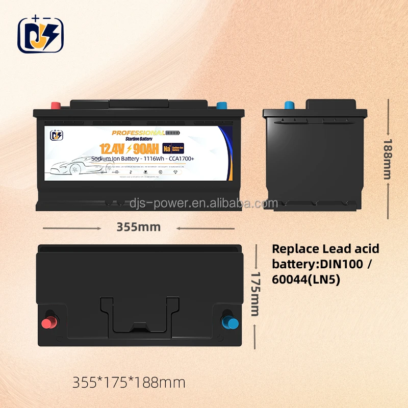 SIB 12V 90Ah  Din Super high CCA 1700 Sodium-ion Battery Marine Application Cranking Sodium Ion Battery