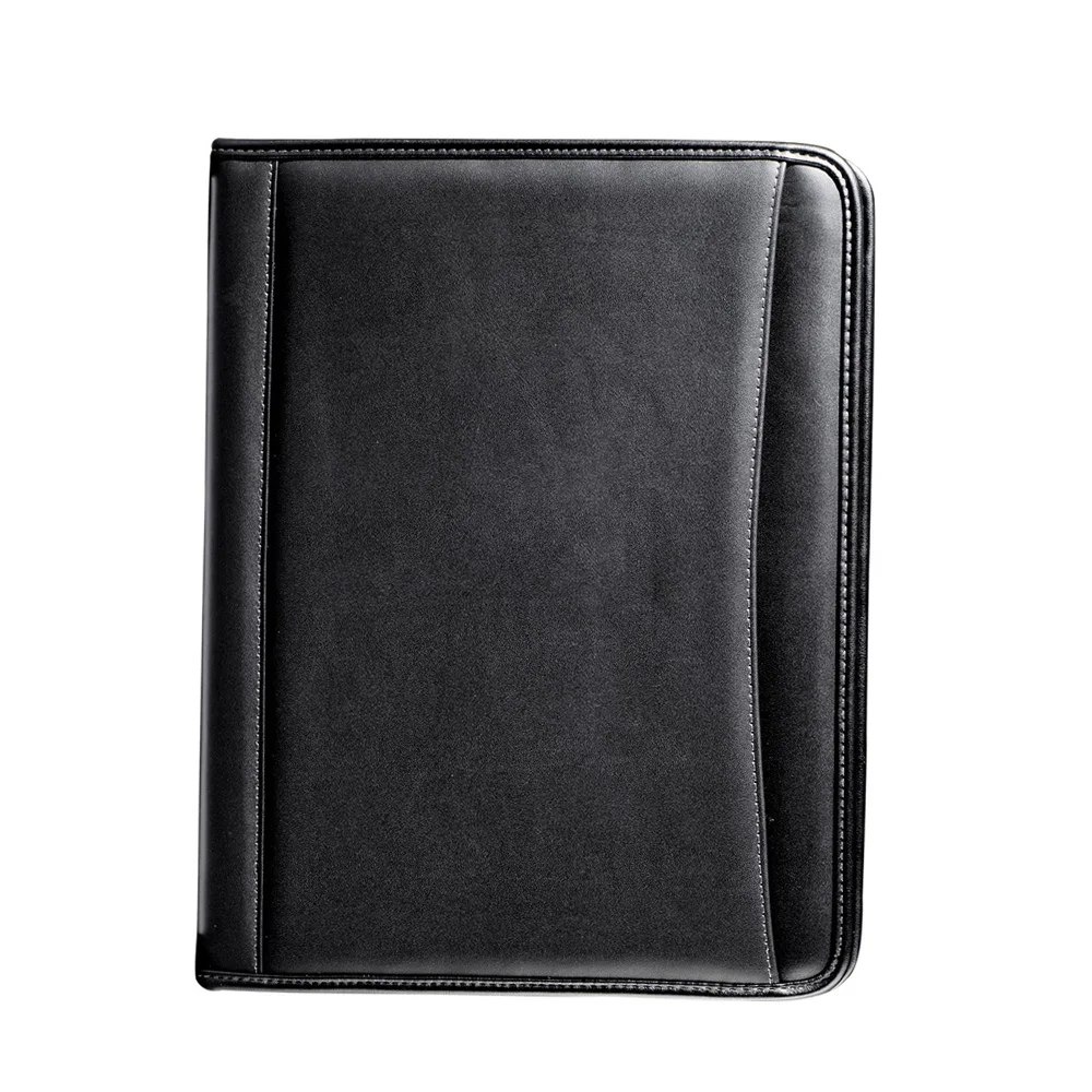 Custom Office Supply Black Leather Business Organizer Portable Compendium Folder Personalized Resume Portfolio Binder