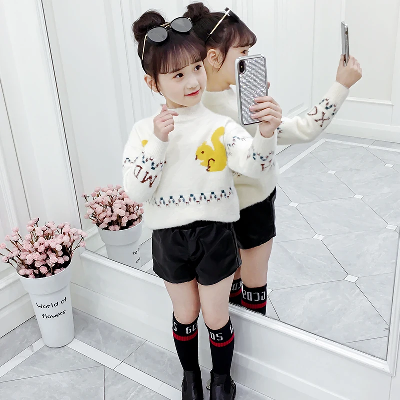 2019 Модный зимний свитер для девочек, Детский свитер с длинными рукавами, дизайн, одежда для девочек, свитер для детей