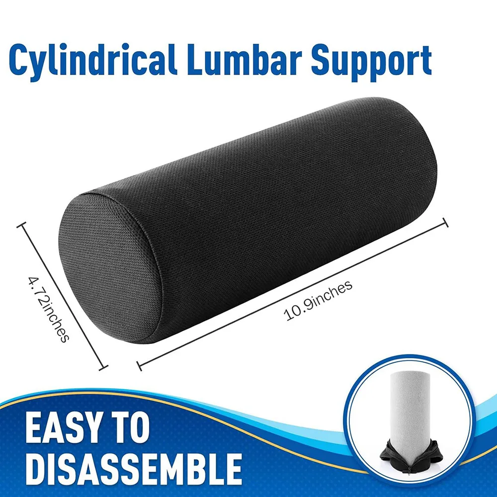 Gaming Chair Memory Foam Roll Pillow Cushion Washable Cover Relieving Back Pain Relief Lumbar Support Pillow for Office Chair