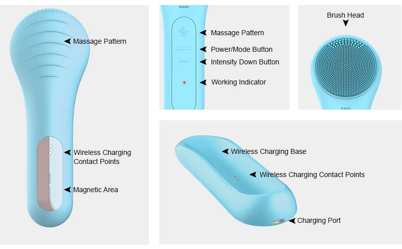 2 in 1 dual action electrical face massger facial cleansing brush