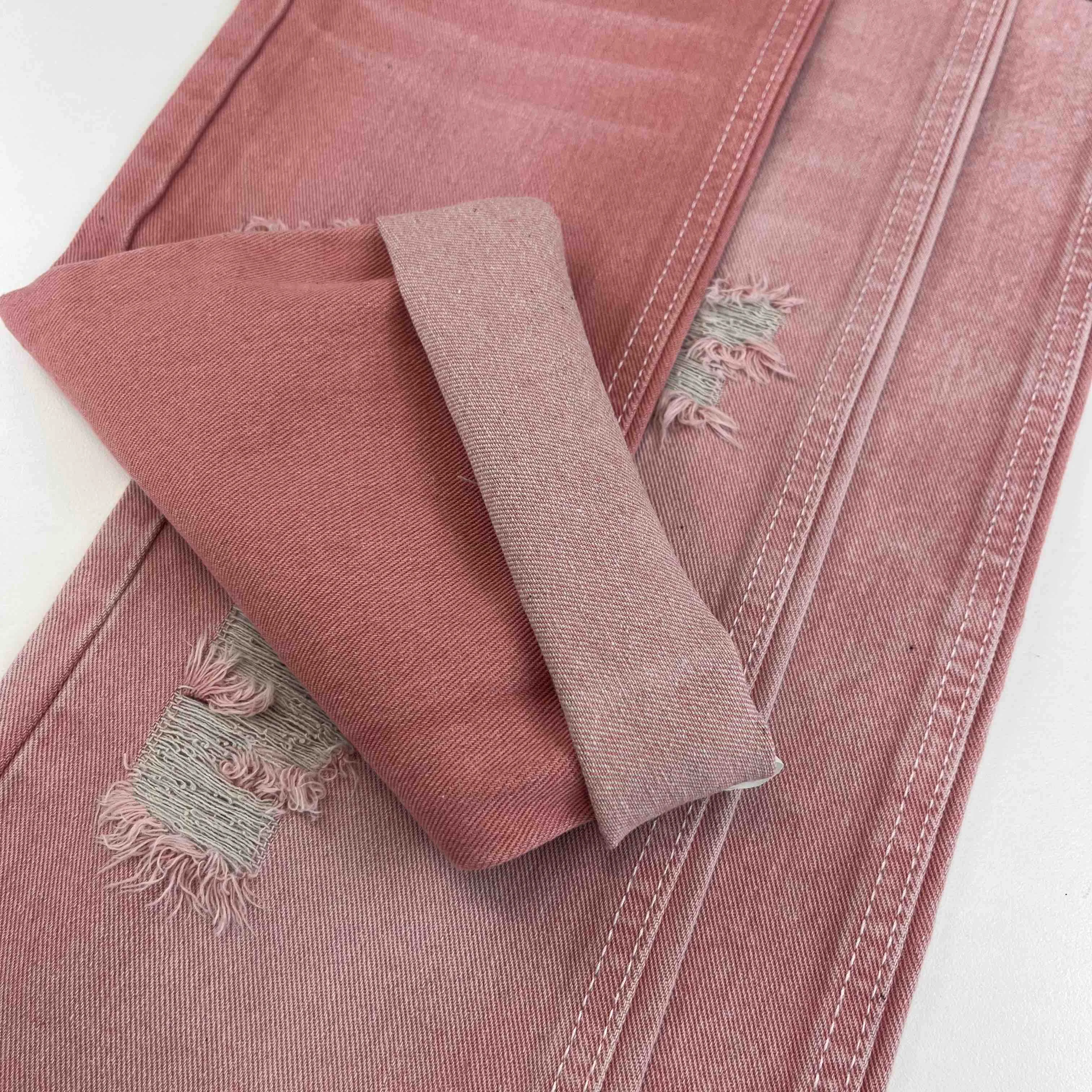 10.5oz Sustainable Fashion Color Twill Denim Garment Fabric High Quality Pink Jean Material Fabric