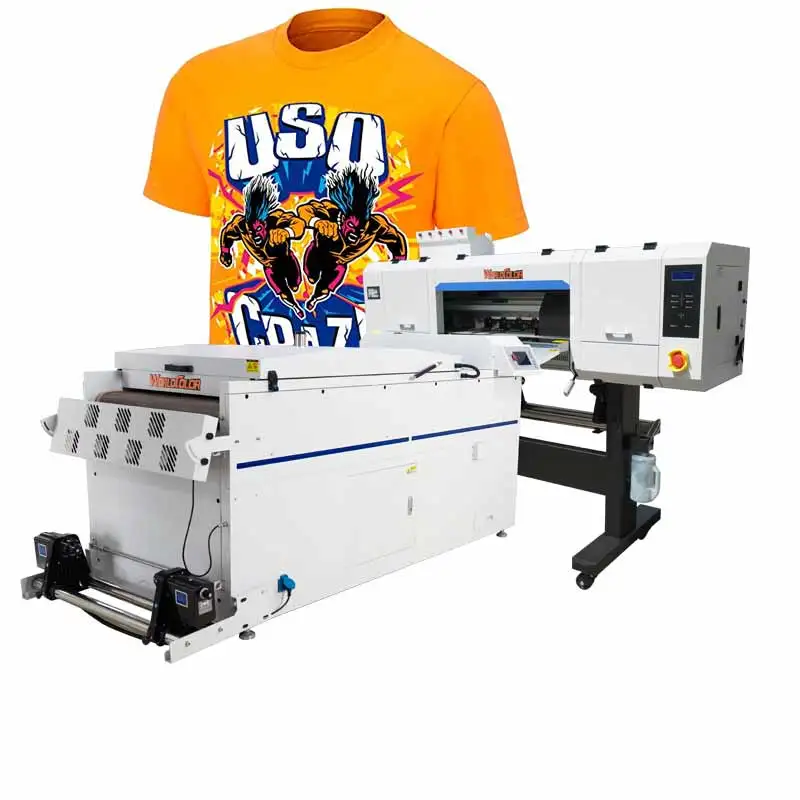 WorldColor 60cm four I3200A1 print heads DTF Printer 24inch T-Shirt Printing Machine with auto recycle powder shaker machine