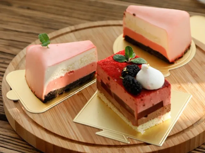 Mini Cake Paper Tray Food Grade 1mm 780gsm Small Cake Plate Gold Silver Card Pad Dessert black Paper Card board Bottom wedding