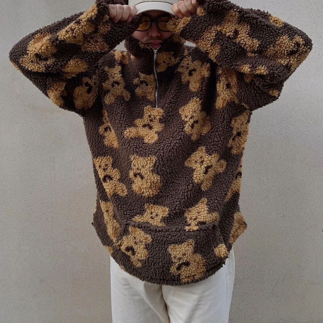 Горячая Распродажа, модная зимняя одежда J & H, флисовый свитшот, ткань с принтом медведя Тедди, мужские куртки большого размера, высокое качество