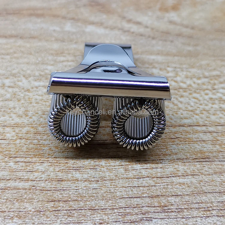 China supplier custom logo silver pen clip metal holder with two spring coils