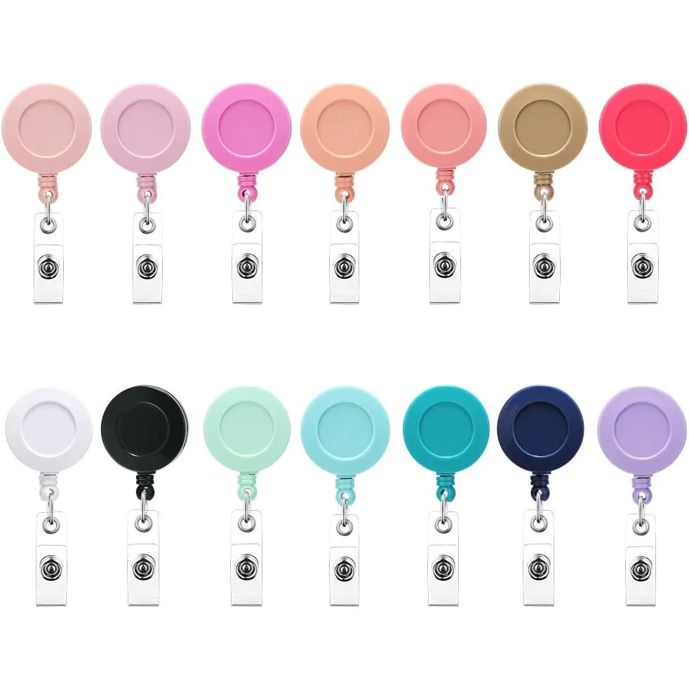Выдвижная катушка для бейджа, однотонный держатель для бейджа медсестры с поворотным зажимом из крокодила