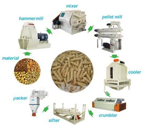 poultry feed production line chicken feed pellet making line equipment 1000 kg/h capacity for 10000 chickens farm use