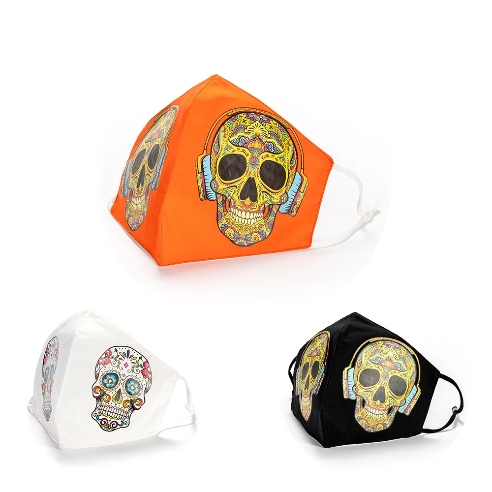 Hot Sale Cotton Washable  Halloween Mexico Day of The Dead Dia de los muertos Skeleton Facemask Reusable Party Face Mask