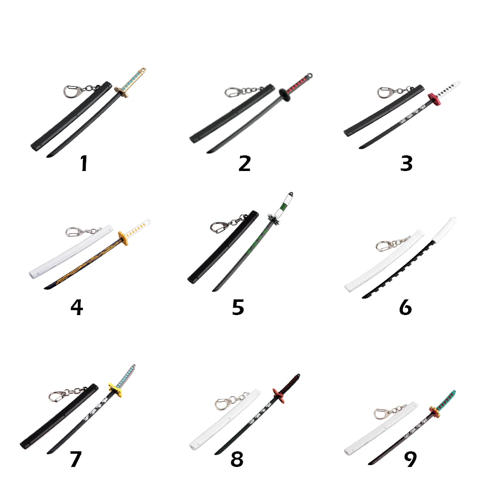 demon slayer Metal katana swords toy keychains Kamado Tanjirou Nichirin Blades cosplay ornament for students school bag pendant