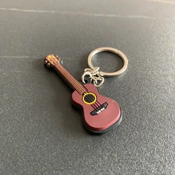 Cartoon Design Physical Music Instruments Silicone Guitar PVC Soft Plastic Keychain Small Gift Keychain Pendant